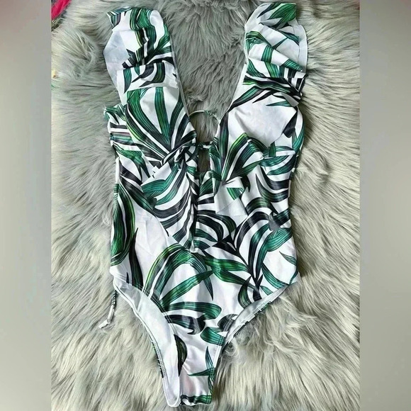 Swimsuit One Piece Swimwear Floral Printed Backless Bathing Suit Bodysuit Beach - Picture 6 of 9